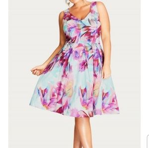 NWT City Chic Bright Bouquet Fit & Flare XL/22
